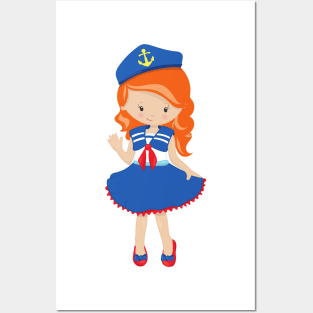 Boat Captain, Skipper, Orange Hair, Cute Girl Posters and Art